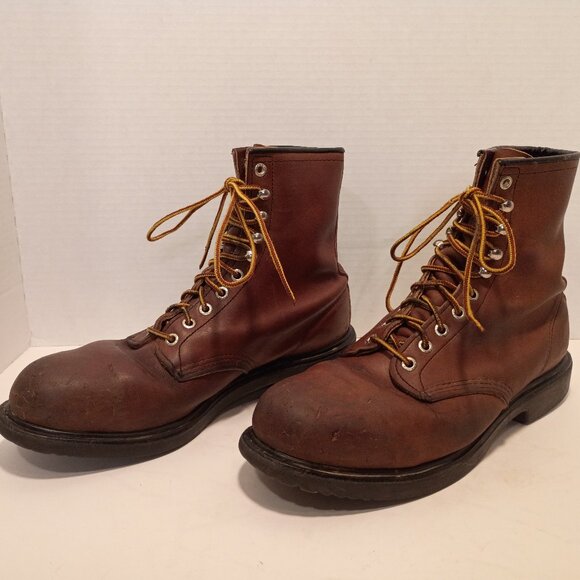 RED WING Vintage Men 10.5D Lace-up Logger 2233 Safety Toe Brown Leather - Picture 3 of 12